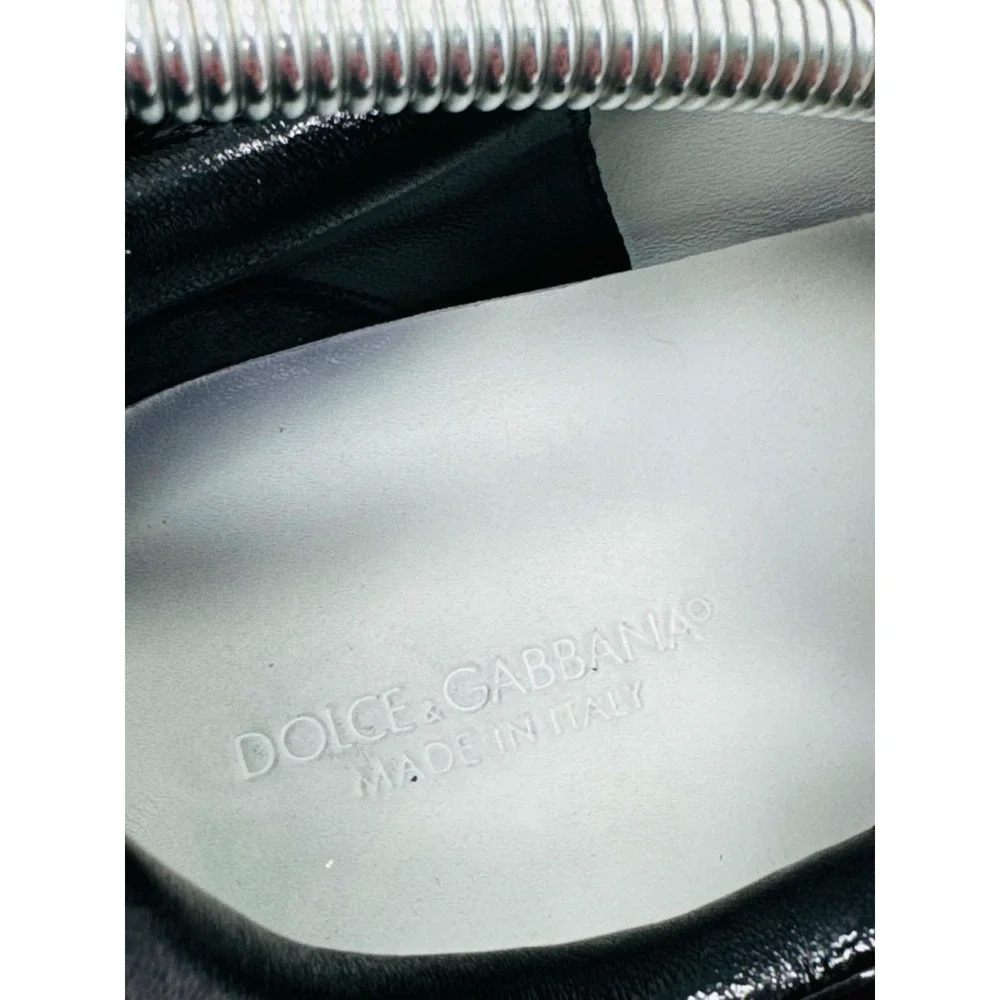 Dolce & Gabbana Portofino Logo Leather Sneakers White Black Men's 9 CS1600 Luxe